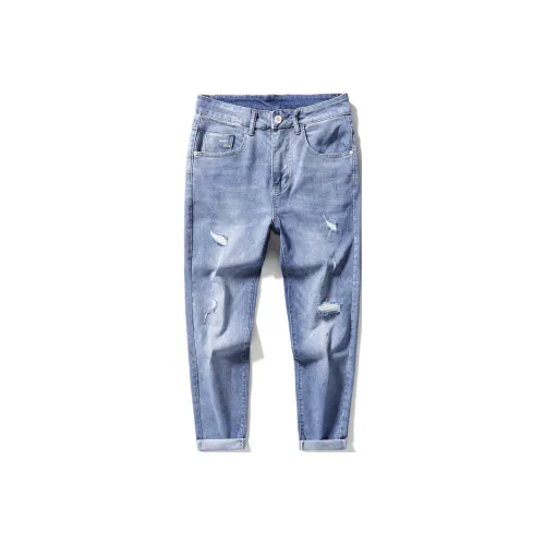 HUNZHI Джинсовый синий Унисекс Джинсы