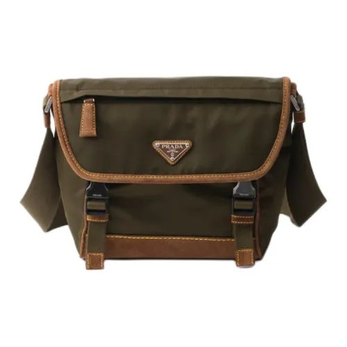 PRADA RE Нейлон Переработанный нейлон Сумка на плечо Средний Мужской Коричневый Армейский зеленый