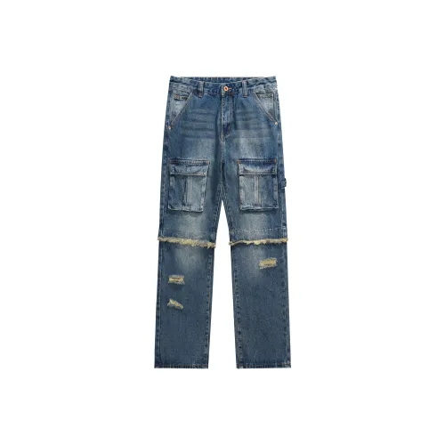 KM Ностальгический синий унисекс джинсы