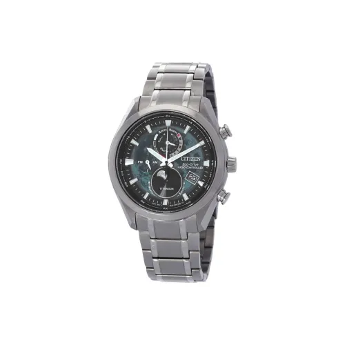 CITIZEN Radiocontrolado Collection Кварцевый механизм Титан Ремешок Часы 43 мм Мужские часы Зеленый циферблат