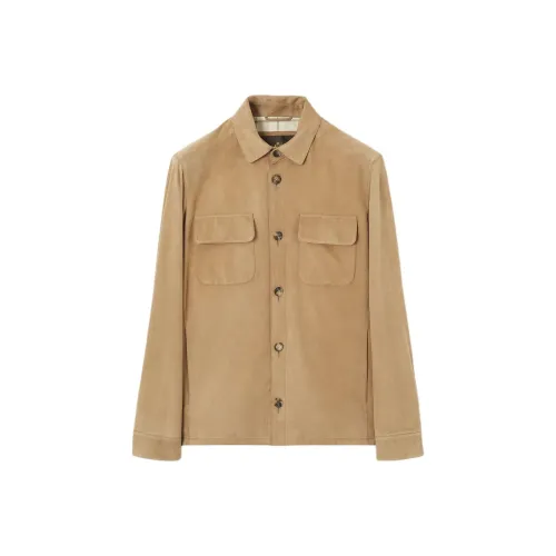 Loro Piana Хаки Мужские Кожаные Куртки