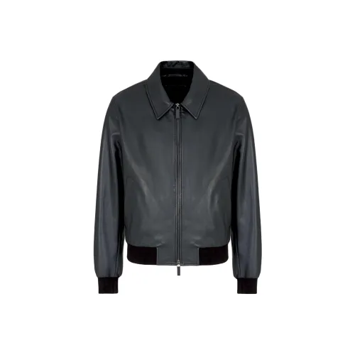 EMPORIO ARMANI Кожа Куртка Мужская Черная