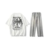 Комплект (Белая футболка + Светло-синие джинсы)