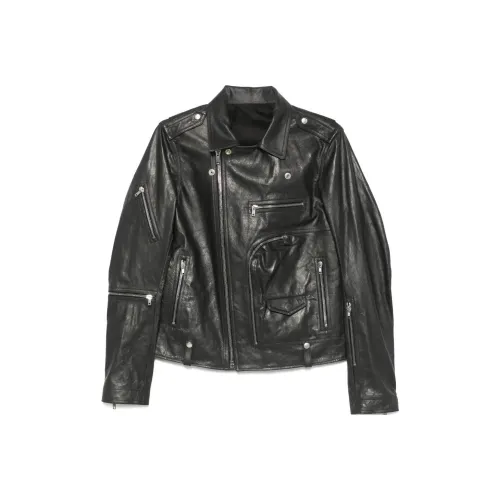 RICK OWENS совместный бренд RO кожаная куртка мужская черная