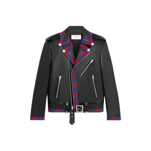 CELINE SS25 Кожа Куртка Мужская Черная