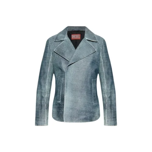 DIESEL Кожа Куртка Мужская Синяя