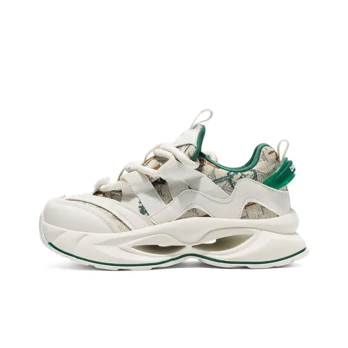 DEERWAY Противоскользящая и износостойкая визуально увеличивает рост Низкий топ Повседневная обувь Мужская Бежево-зеленая