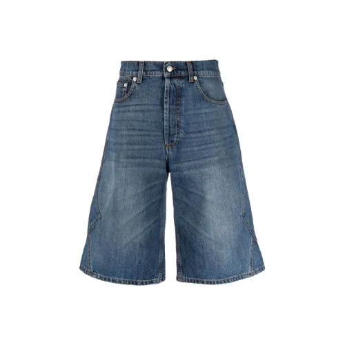 Alexander McQueen Men's Blue Denim Shorts Александр Маккуин Мужские Синие Джинсовые Шорты