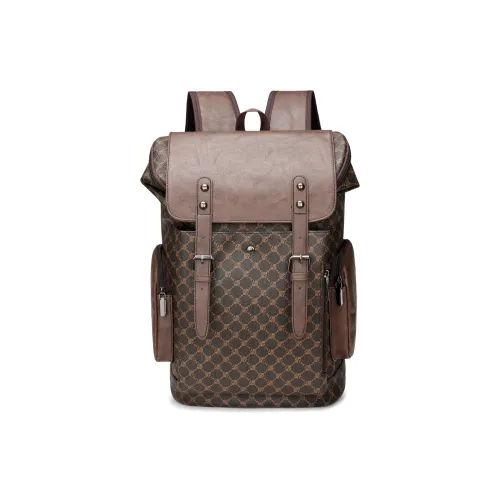 ZOGA ПУ (полиуретан) Рюкзак Стандартный Мужской Узор Коричневый Черный