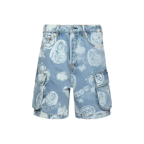 EVISU Джинсовые шорты Мужские Джинсовый синий