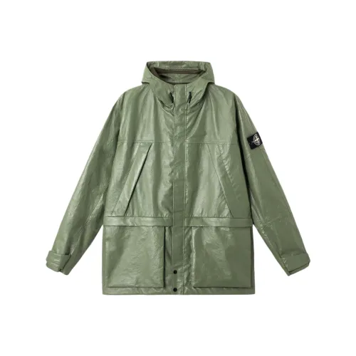 STONE ISLAND Кожа Куртка Унисекс Шалфейно-зеленый