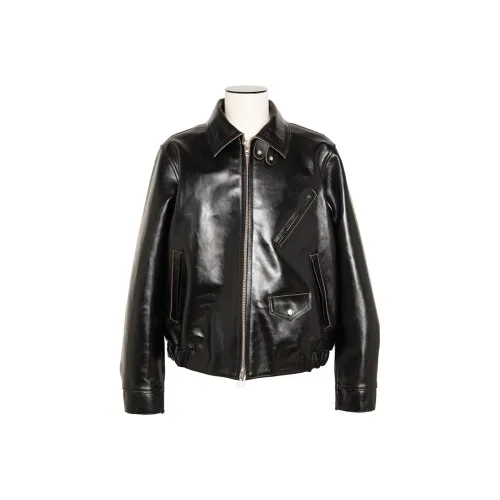 Sacai совместный бренд Черные мужские кожаные куртки