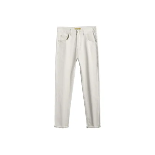 JIKENDI Джинсы Мужские Бежевые Абрикосовые Брюки