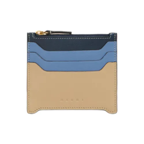 MARNI Trunkaroo Телячья кожа Держатель для карт Стандартный Женский Синий Светло-синий Бежевый