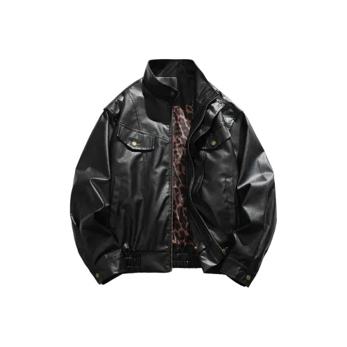 UPZCY Кожа Куртка Унисекс Черный