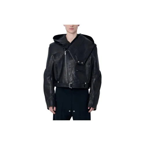 RICK OWENS совместный бренд RO кожаная куртка мужская черная