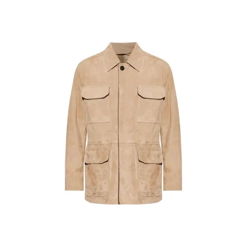 BRIONI SS25 Кожаная куртка мужская цвет умбра