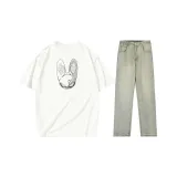 Set (Ecru T-Shirt + Yellow Mud Jeans)  
Комплект (Ecru Футболка + Желтые Джинсы с эффектом грязи)