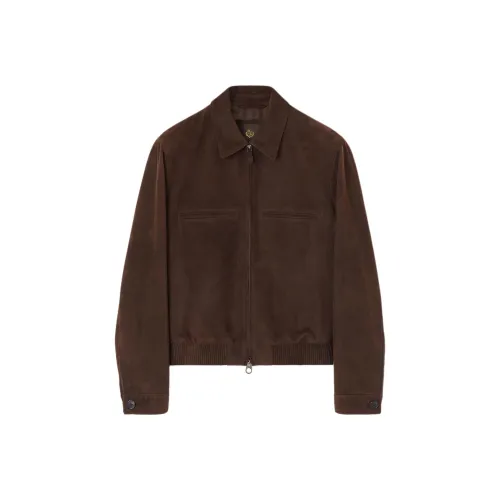 Loro Piana SS25 Кожа Куртка Мужская Коричневая