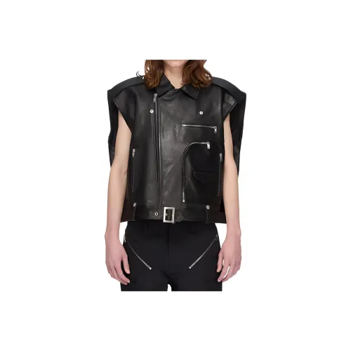 RICK OWENS совместный бренд Черные мужские кожаные куртки