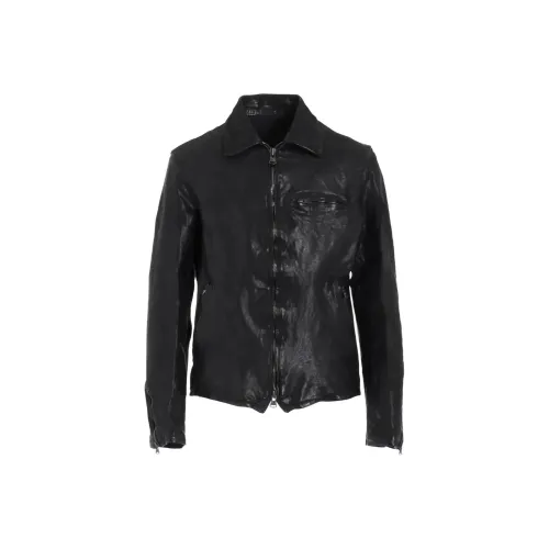 Yohji Yamamoto Pour Homme SS25 Кожа Куртка Мужская Черная