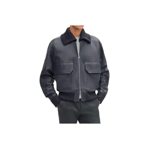 HERMES Кожа Куртка Мужская Черная