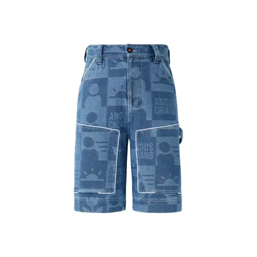 ANGUS CHIANG Blue Men's Denim Shorts АНГУС ЧИАНГ Синий Мужские Джинсовые Шорты