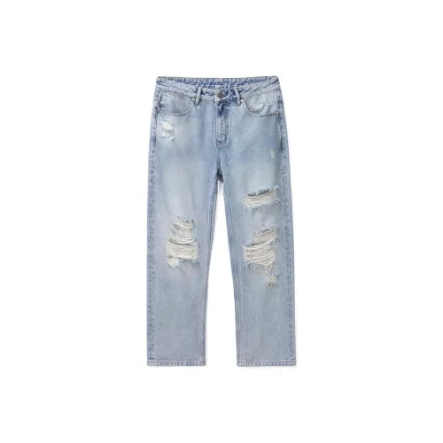 HUNZHI Джинсовый синий Унисекс Джинсы