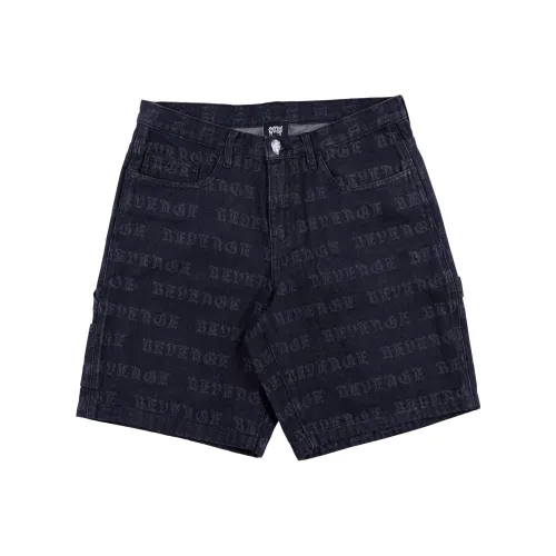 Revenge Allover CARPENTER Джинсовые шорты Черный деним Шорты Унисекс Черный