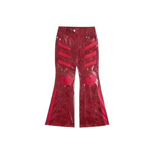 FACEON LAB Кожаные брюки Мужские Красные