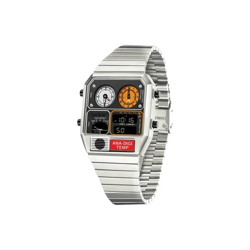 BENKEN Электронный + Кварцевый механизм Стальной ремешок Часы Мужские Черный циферблат