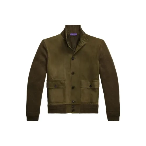 Ralph Lauren Purple Label SS25 Кожаная куртка мужская оливково-зеленый