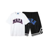 Белый Черный Комплект (Белый Топ + Черные Штаны)