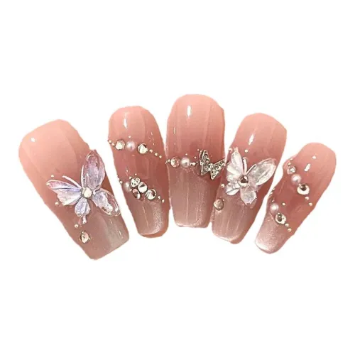 XNTX Nail Патч False Nail Квадрат Ледяная прозрачность Румяна Смудж Флешинг