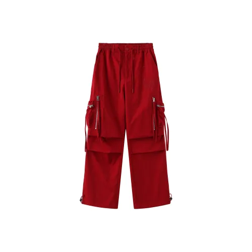 Clubxxhh Карго Брюки Унисекс Бордовый