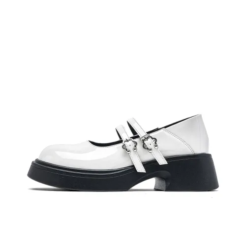 Warrior Грубый каблук Туфли Мэри Джейн 5CM Женские Бежевый