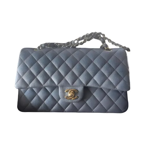 CHANEL Classic Flap CF Litchi Grain Calfskin Crossbody Bag Shoulder Bag Regular Women's Dark Gray