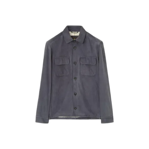 Loro Piana Кожа Куртка Мужская Морской Синий