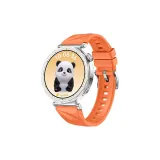 Оранжевый, официальный, в одном стиле, ремешок с ромбовидным вырезом.