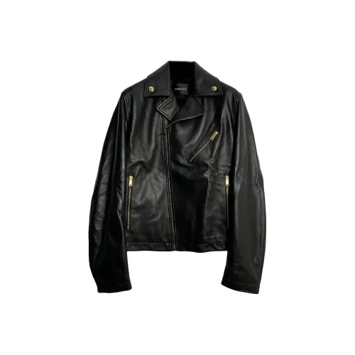 VERSACE FW24 Кожа Куртка Мужская Черная