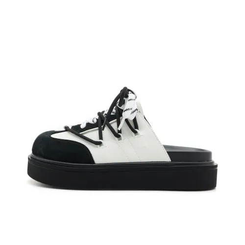 HERLOOK Кожаный пэчворк Slip-resistant верхняя одежда Закрытый носок Slip-on тапочки Женские