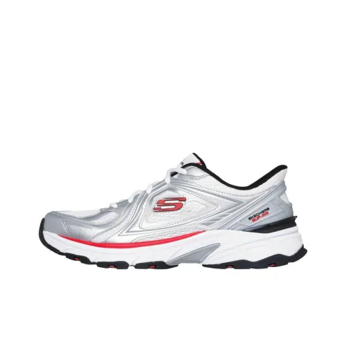 Skechers Silver Wing Shoes Легкий Низкий Топ Повседневная Обувь Мужская Белая Серебряная