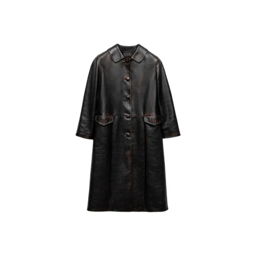 PRADA SS25 Кожа Куртка Мужская Черная