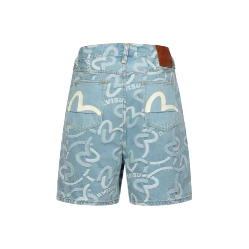 EVISU Джинсовые синие шорты с однотонным принтом для мужчин