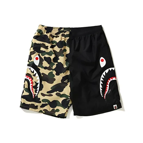 A BATHING APE Shark Series 1st CAMO Половина Акулы Пляжные шорты Черный Желтый Шорты Унисекс