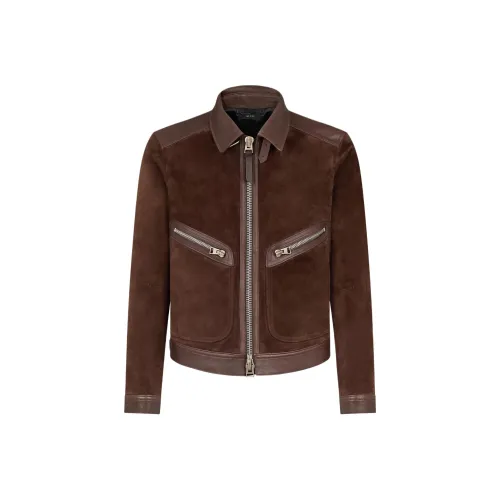 TF SS25 Кожа Куртка Мужская Шоколад