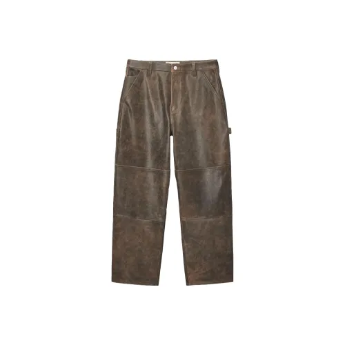 Stussy Коричневые Унисекс Кожаные Брюки