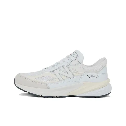 New Balance NB 990 V6 Устойчивый к истиранию Дышащий Низкий Топ Повседневная Беговая Обувь Унисекс Бежевый Белый