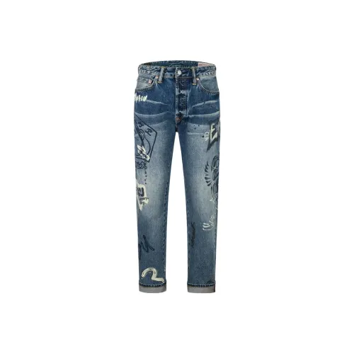 EVISU Джинсовый Синий Мужские Джинсы