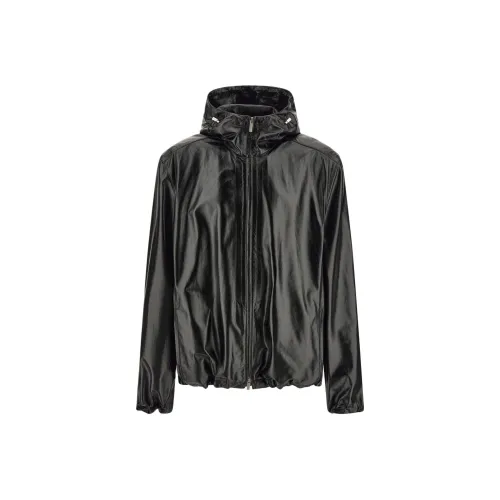 FERRAGAMO Кожа Куртка Мужская Черная